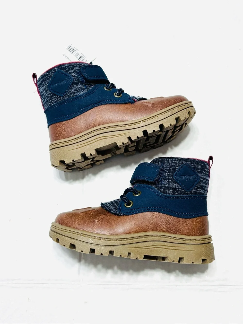 NEW In Box Carter's Faux Leather Duck Boots Wipe Clean Upper Easy On Off Size 7